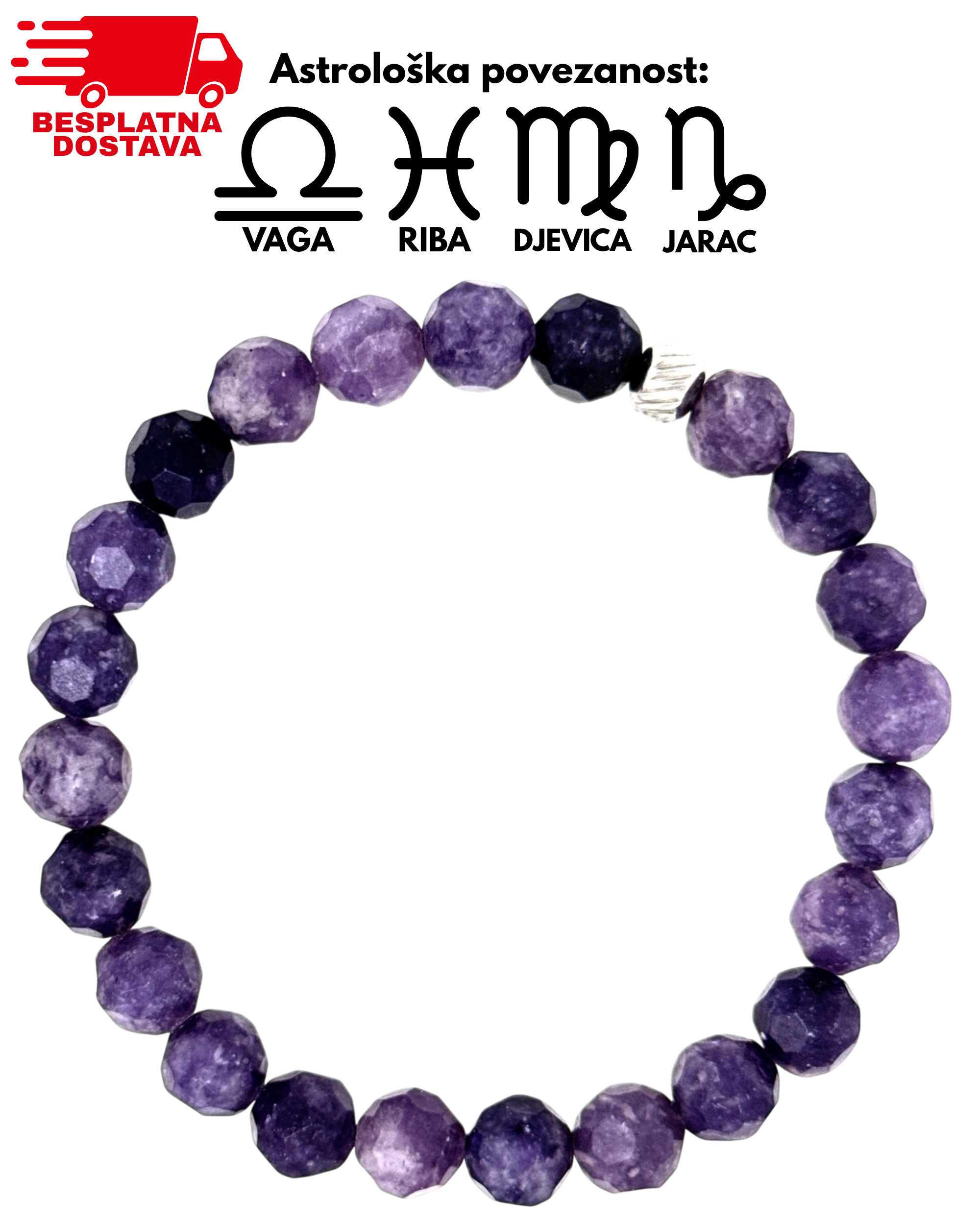 Narukvica Mineral Lepidolit