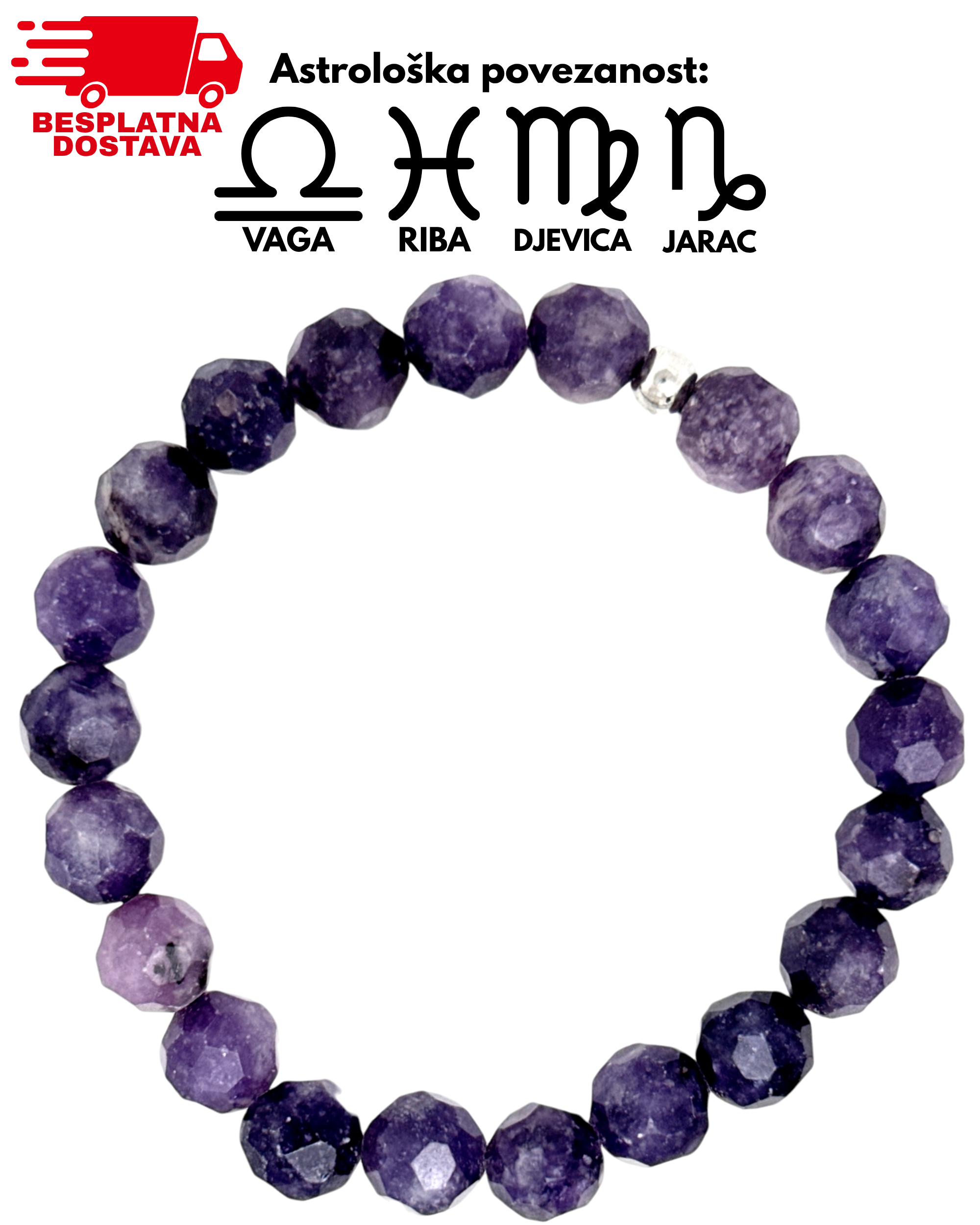 Narukvica Mineral Lepidolit
